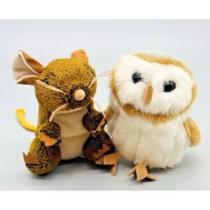 Folkmanis Finger Puppet Mini Barn Owl Field Mouse Plush Stuffed Animal Lot of 2